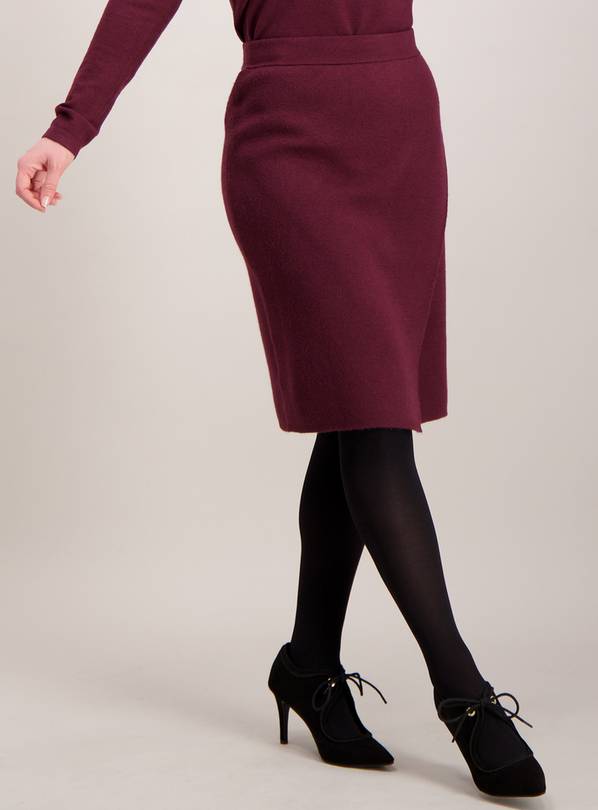 Buy Online Exclusive PETITE Burgundy Knitted Wrap Skirt 22 Skirts Tu